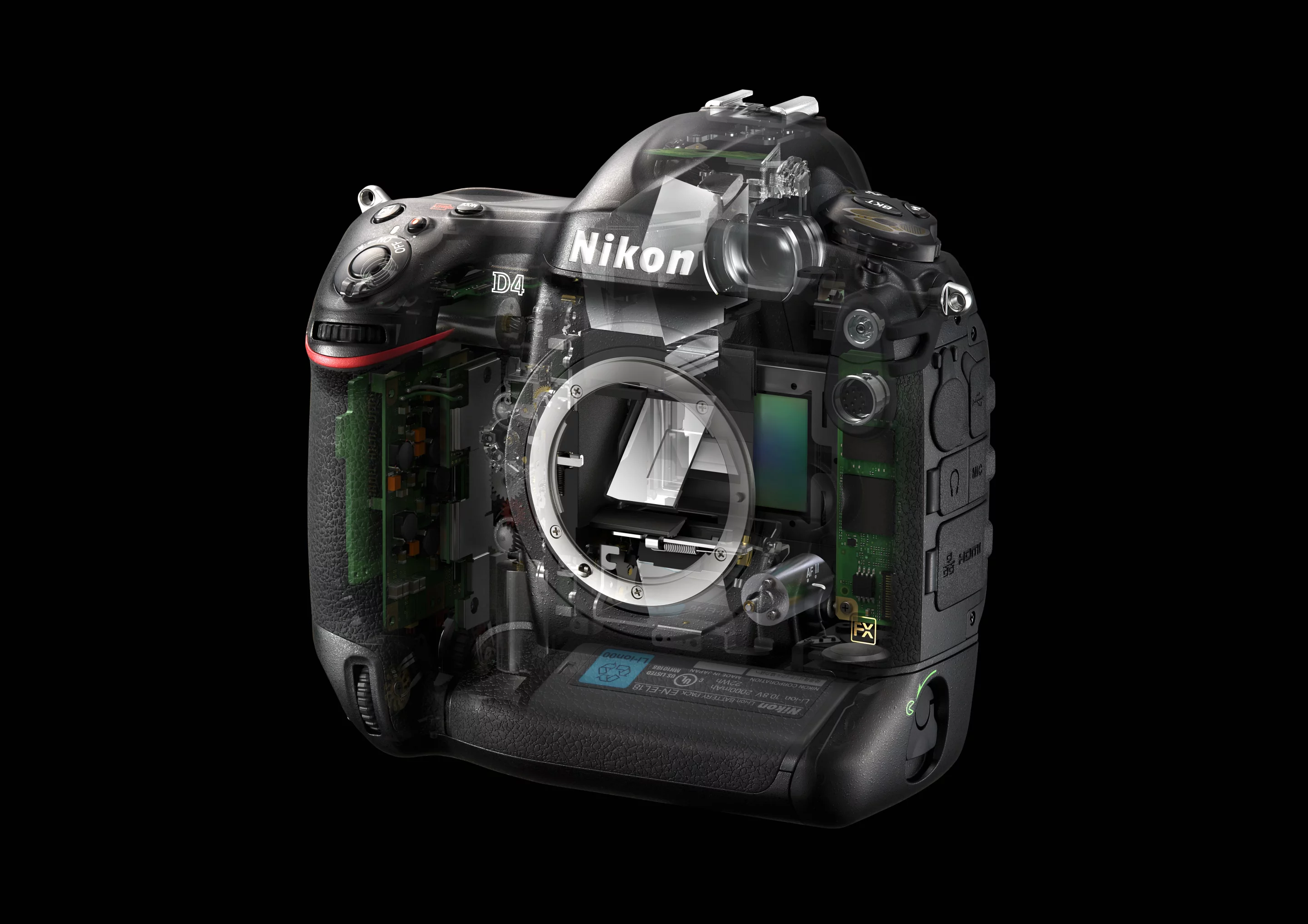 The chassis of the Nikon D4 is machined from magnesium alloy for maximum durability and reliability.