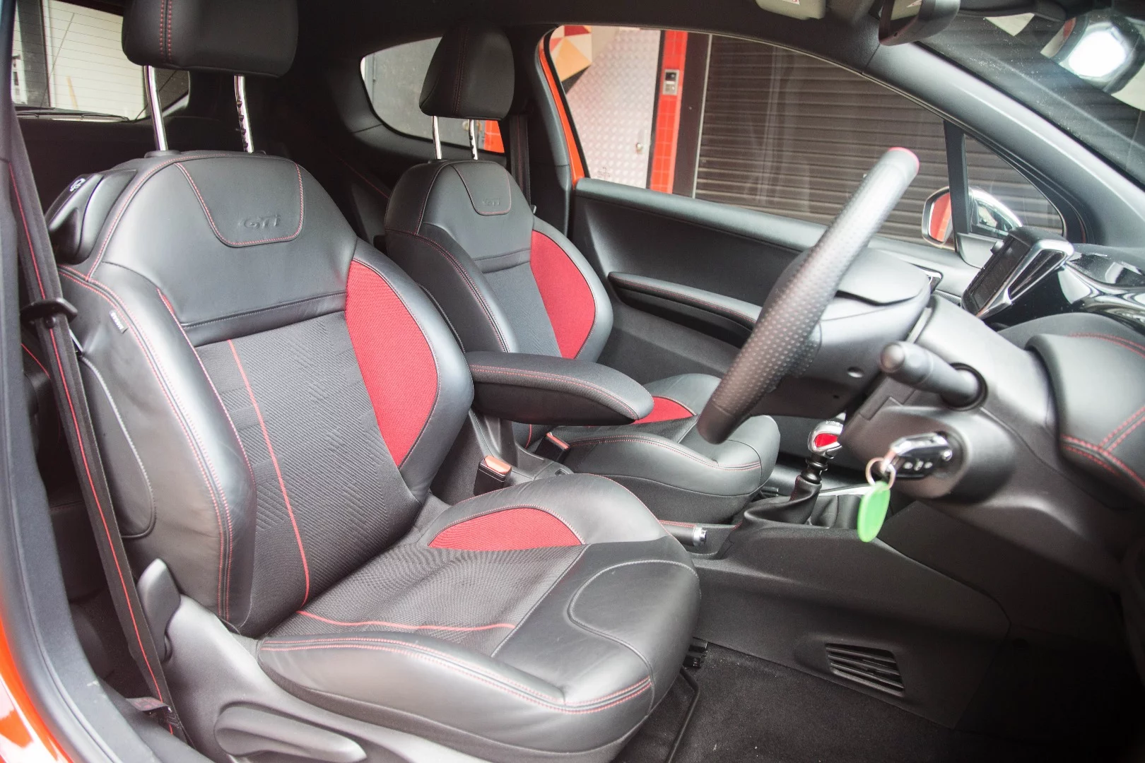 The tartan and leather seats in the 208 GTi