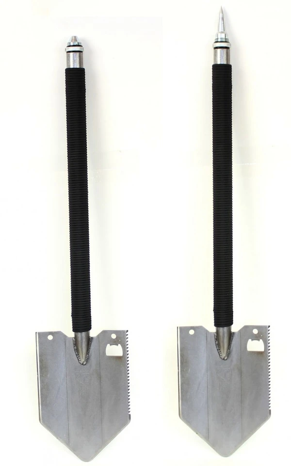 The design boasts a chromoly steel shovel head and threaded hollow steel tubular handle