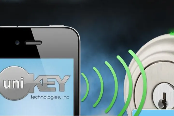 UniKey is a system in which a digital key, stored on a smartphone app, can be used to open a door lock