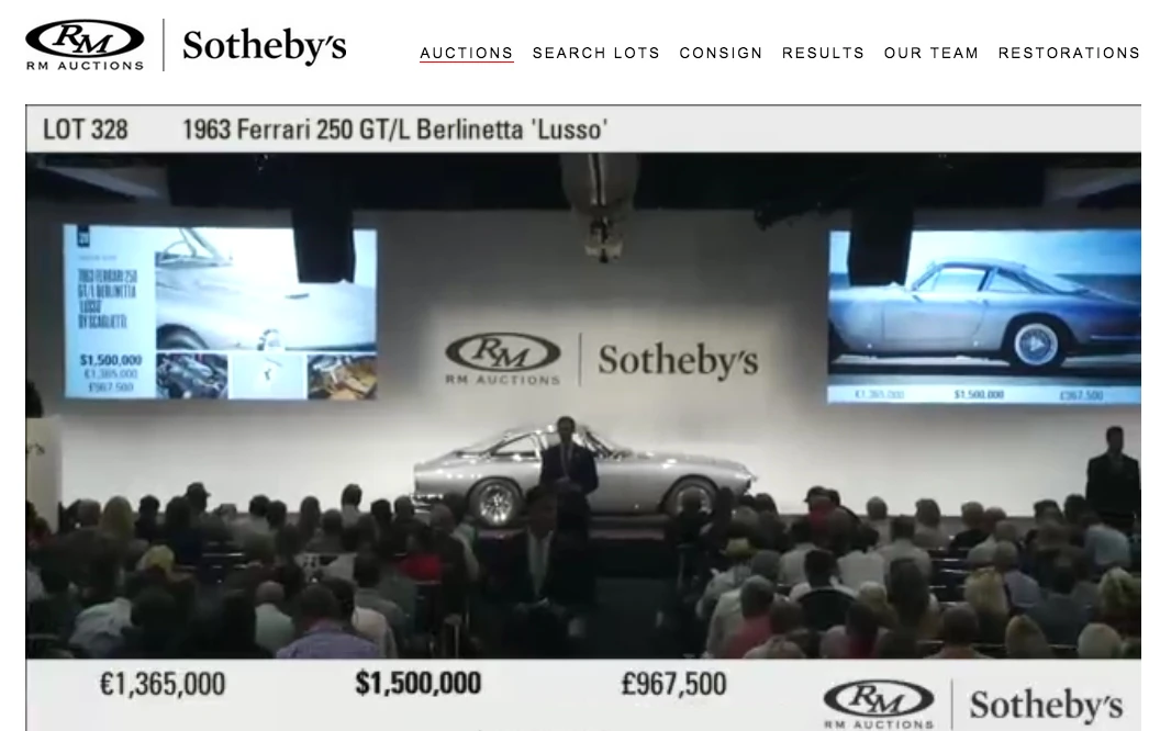 This 1963 Ferrari 250 GT/L Berlinetta 'Lusso' sold for $1,815,000