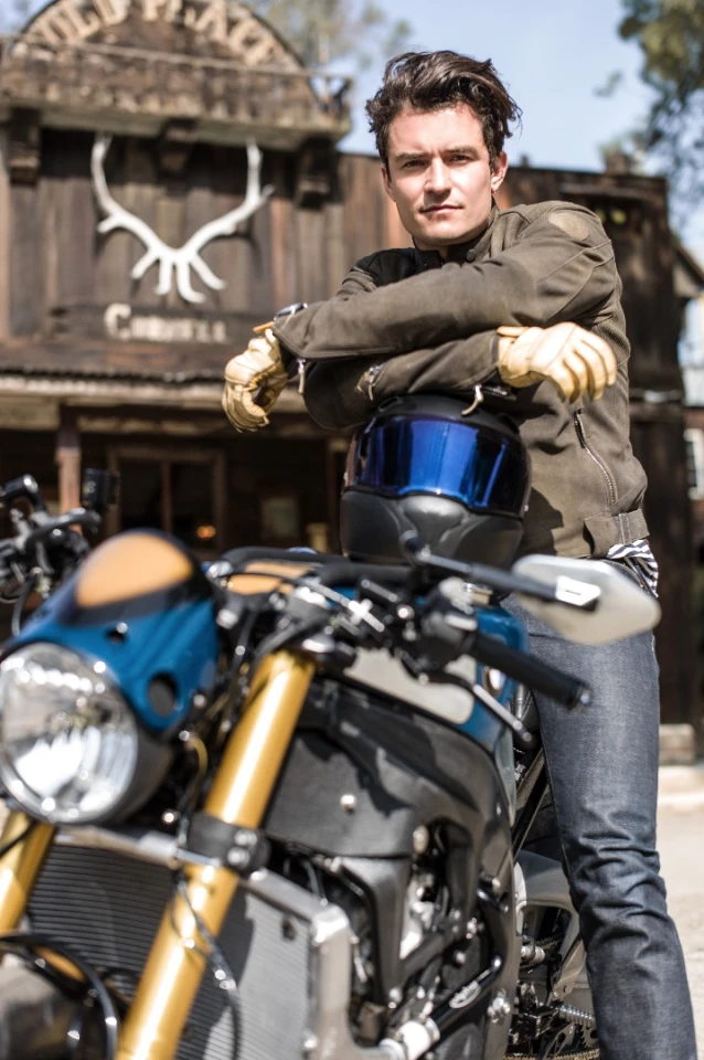 Hollywood star Orlando Bloom with his custom BMW S1000R