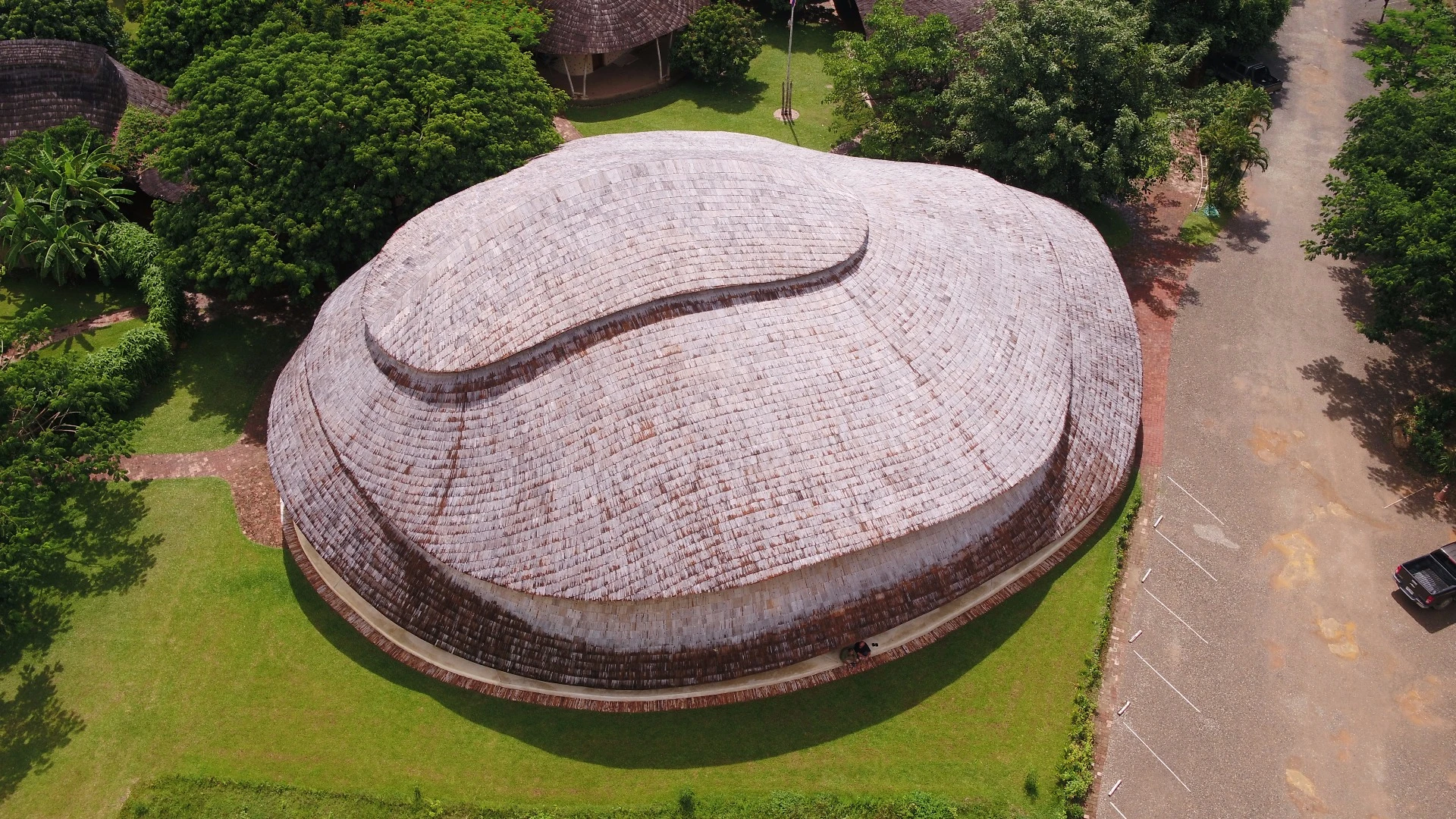 The Bamboo Sports Hall at Panyaden International School from above