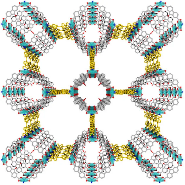 A view of the crystal structure of an organic framework that traps heavy metals