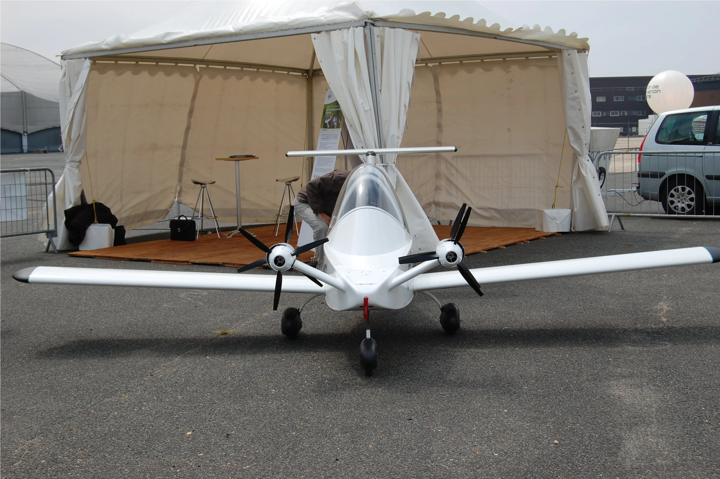 A rare moment alone with the Green Cri aerobatic electric airplane
