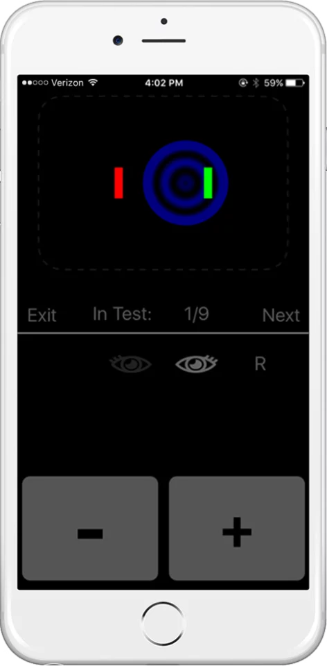 To get your eyesight assessed, just align the red and green bars
