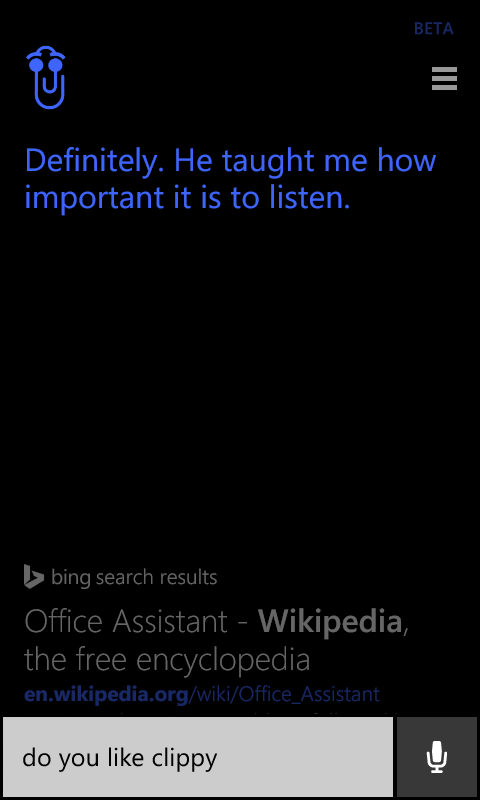 Cortana's clippy Easter Egg