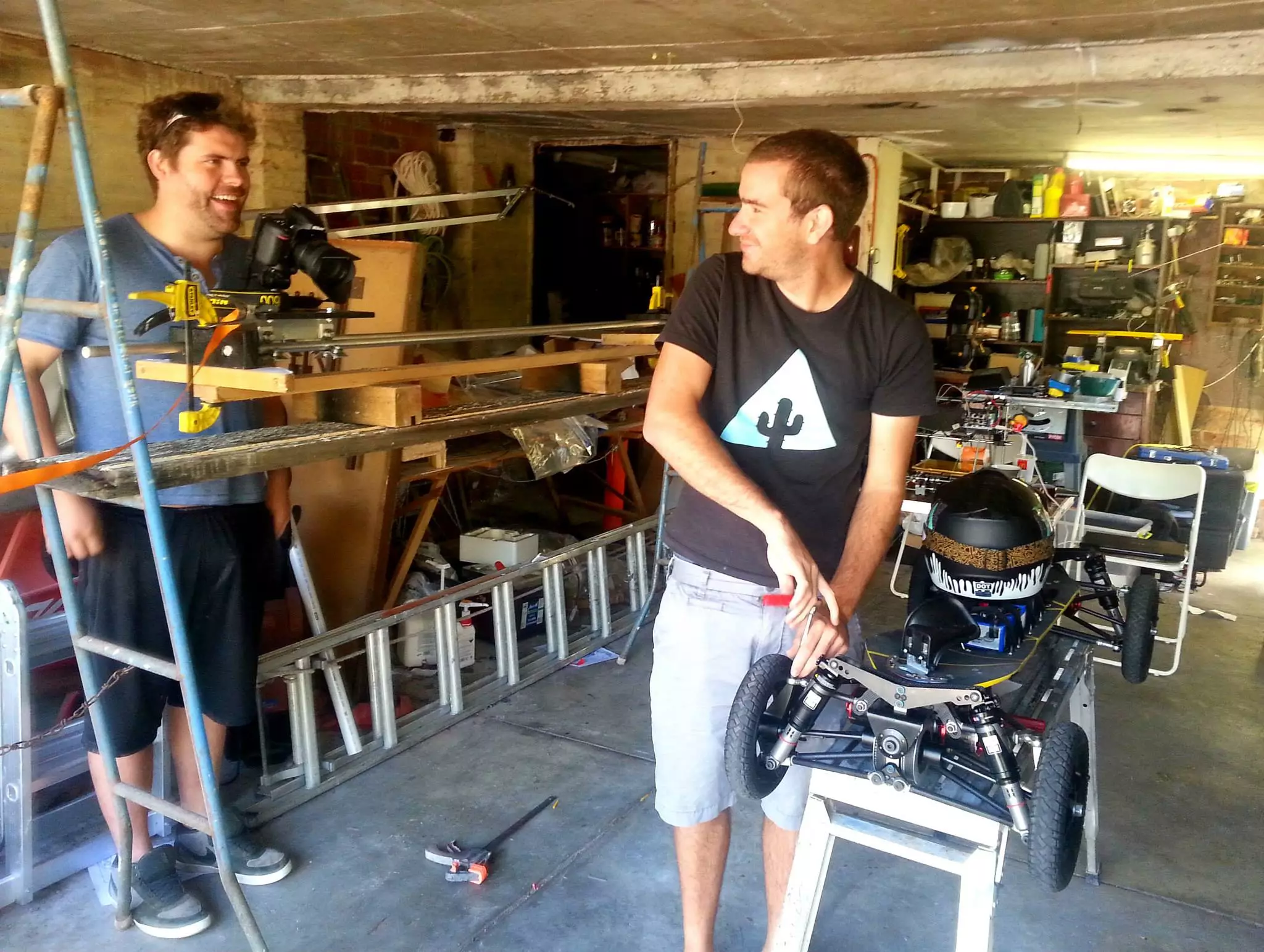 Readying the BajaBoard prototype for the fliming of the Kickstarter pitch video