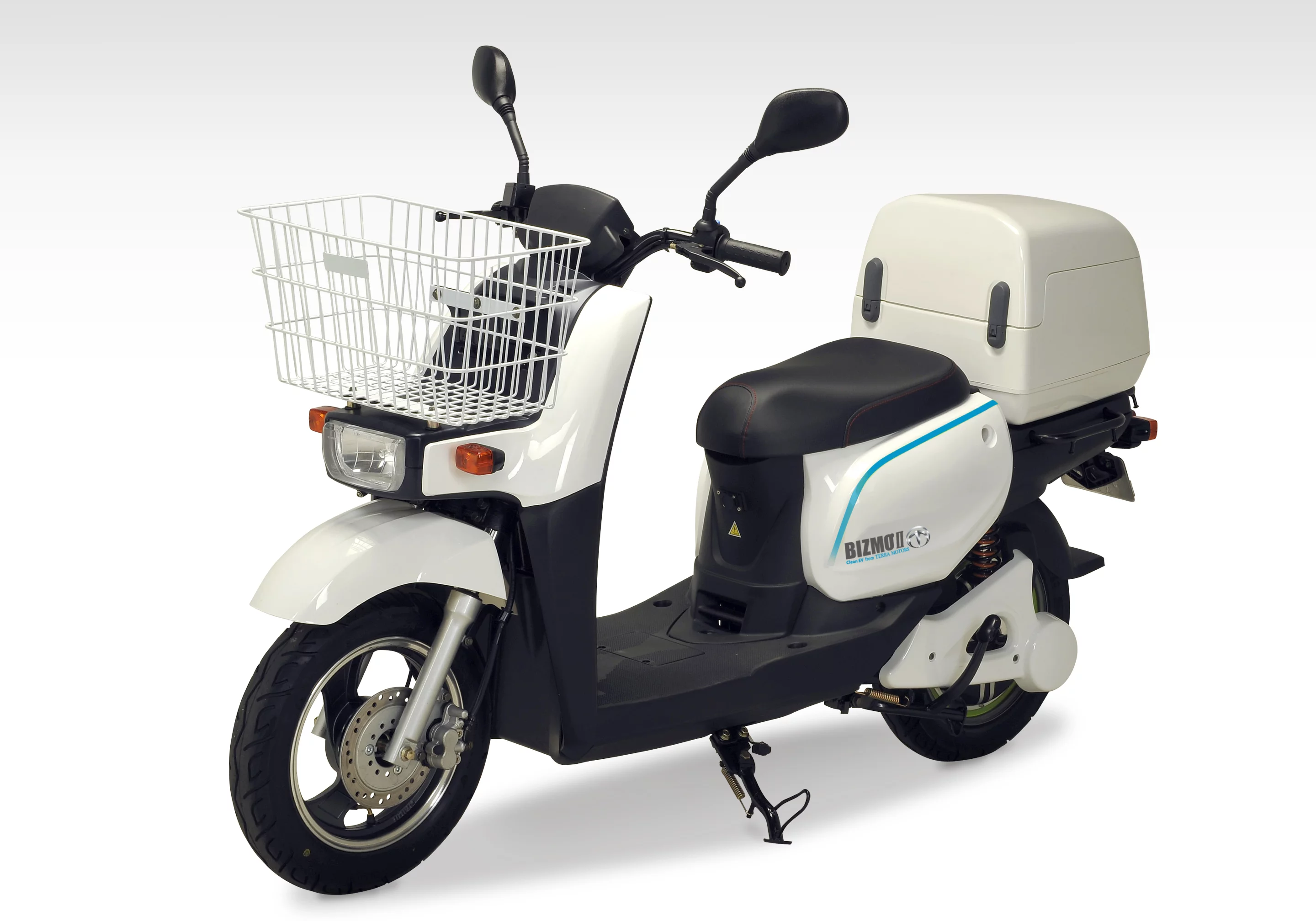The Bizmo II, from Terra Motors can be configured with large or small lockable boxes on the back