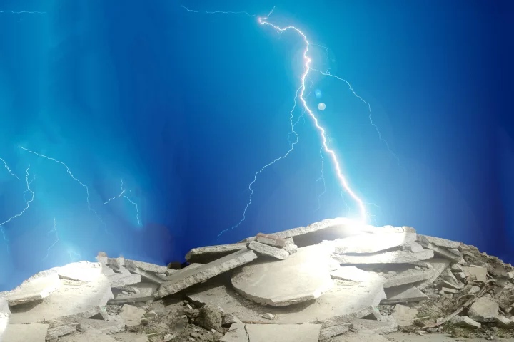 A new method can recycle concrete with greater efficiency by zapping it with lightning (Images: Shutterstock [1] [2])