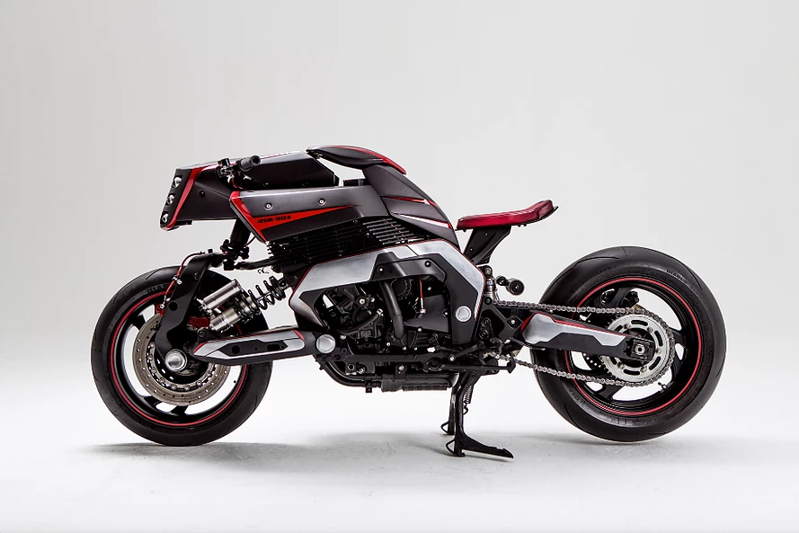 Project Rhodium Omega: the GTS1000 frame gives it an unique crouching puma stance, and the JSK bodywork pushes this forward
