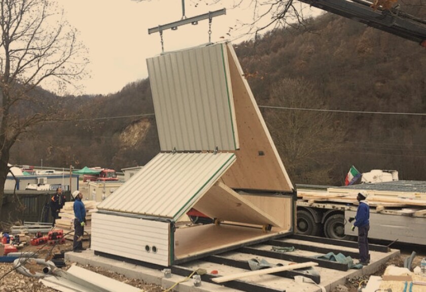 Onceon site the installation of the home is relatively simple, as eachmodule unfolds up and out