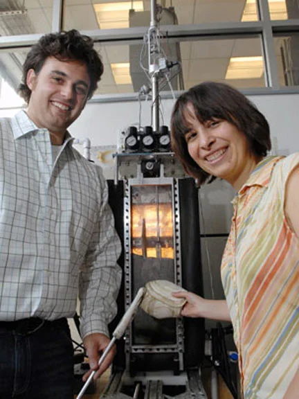 RoboClam developers graduate student Amos Winter and Mechanical Engineering Professor Anette Hosoi