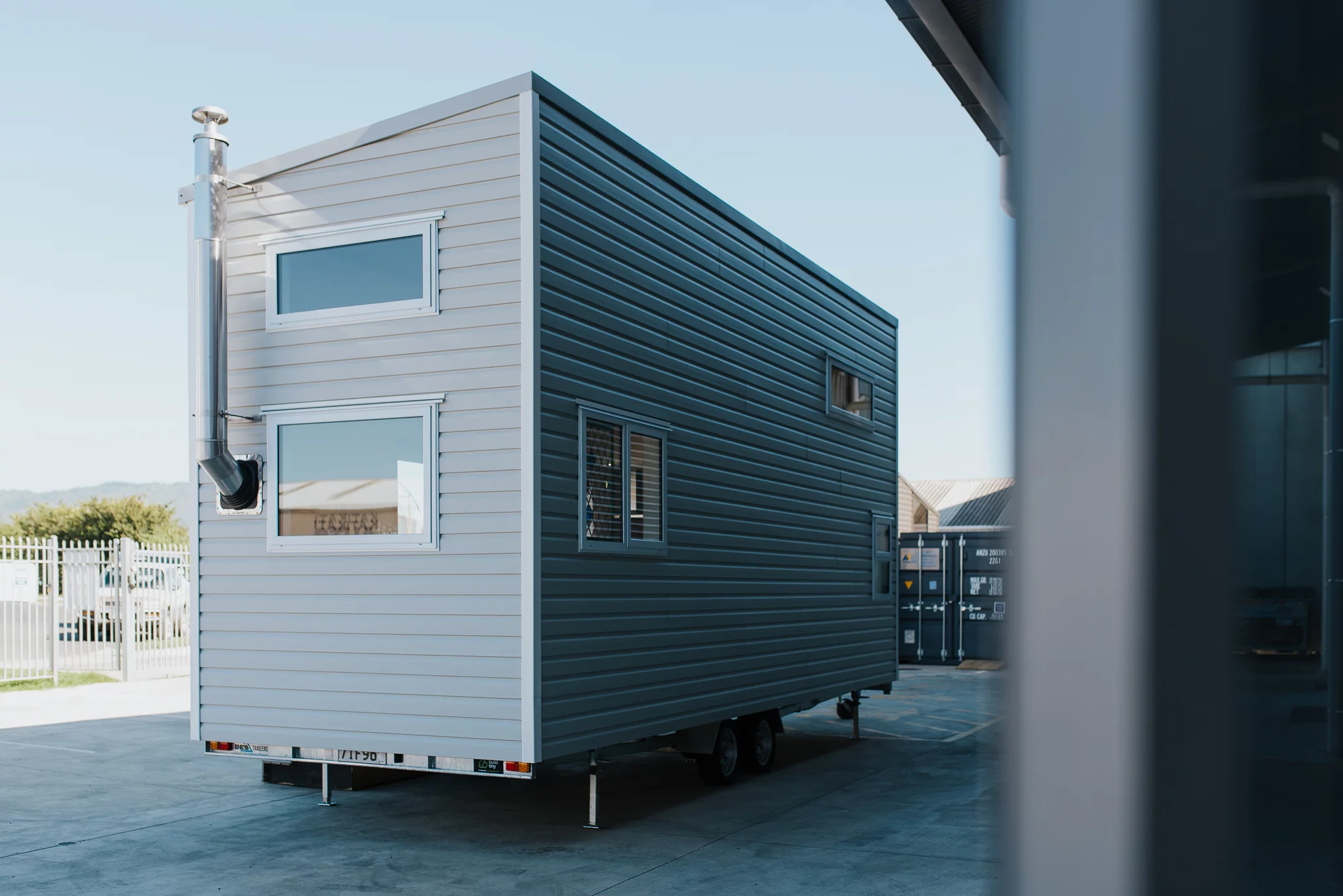 The Purple Palace is based on a double axle trailer