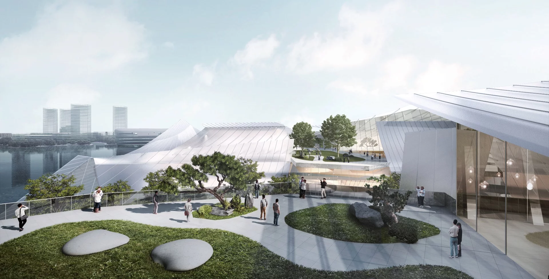 The Yiwu Grand Theater will feature extensive landscaping