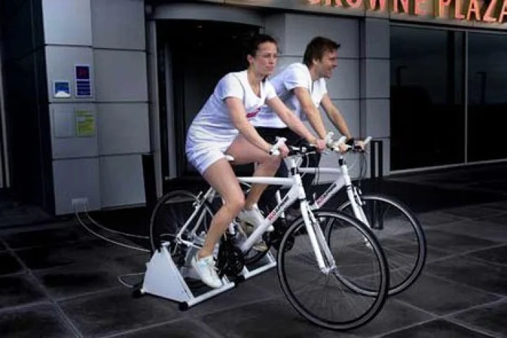 Crowne Plaza Copenhagen Towers has installed install two electricity-producing bicycles which are connected to the hotel's main electricity supply