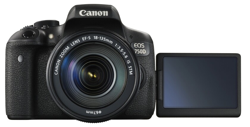 The Canon EOS 750D (Rebel T6i) features a vari-angle 3-inch LCD touchscreen monitor on the rear with 1,040k dots