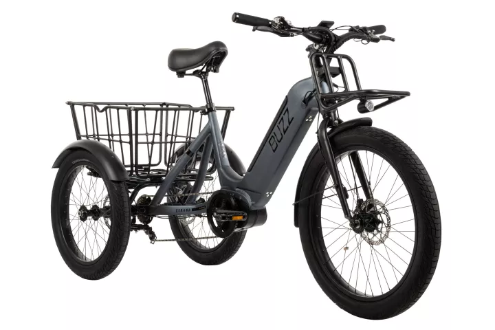 The Cerana T2 electric trike features a 500-W mid-mount motor for the promise of a responsive assisted ride up to 20 mph