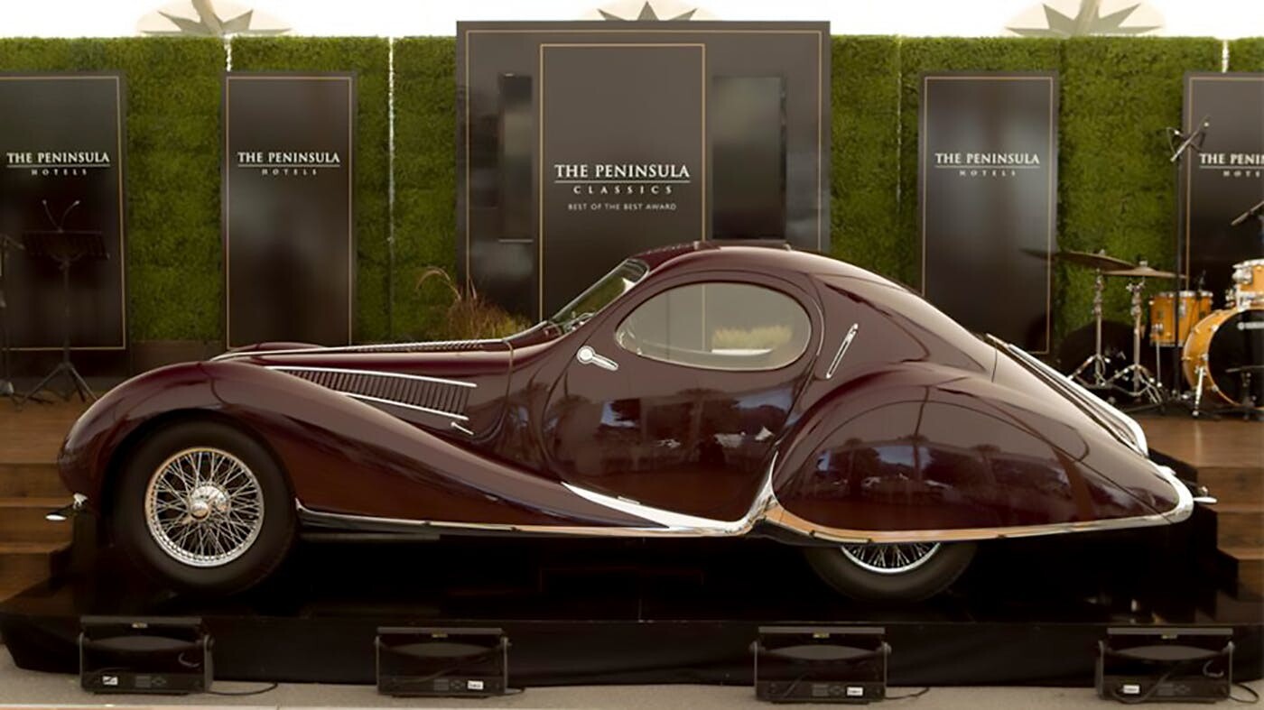 In 2016, the inaugural Peninsula Classics Best of the Best Award was created and bestowed during Monterey Car Week. The original award entrants were the winners of the Quail Motorsport Gathering, the Pebble Beach Concours d’Elegance, the Amelia Island Concours d’Elegance, the Cartier Style et Luxe at the Goodwood Festival of Speed, England’s Concours of Elegance, and Italy’s Cavallino Classic. The 1937 Talbot-Lago T150-C SS above was the winner of the 2016 Peninsula Classics Best of the Best Award.