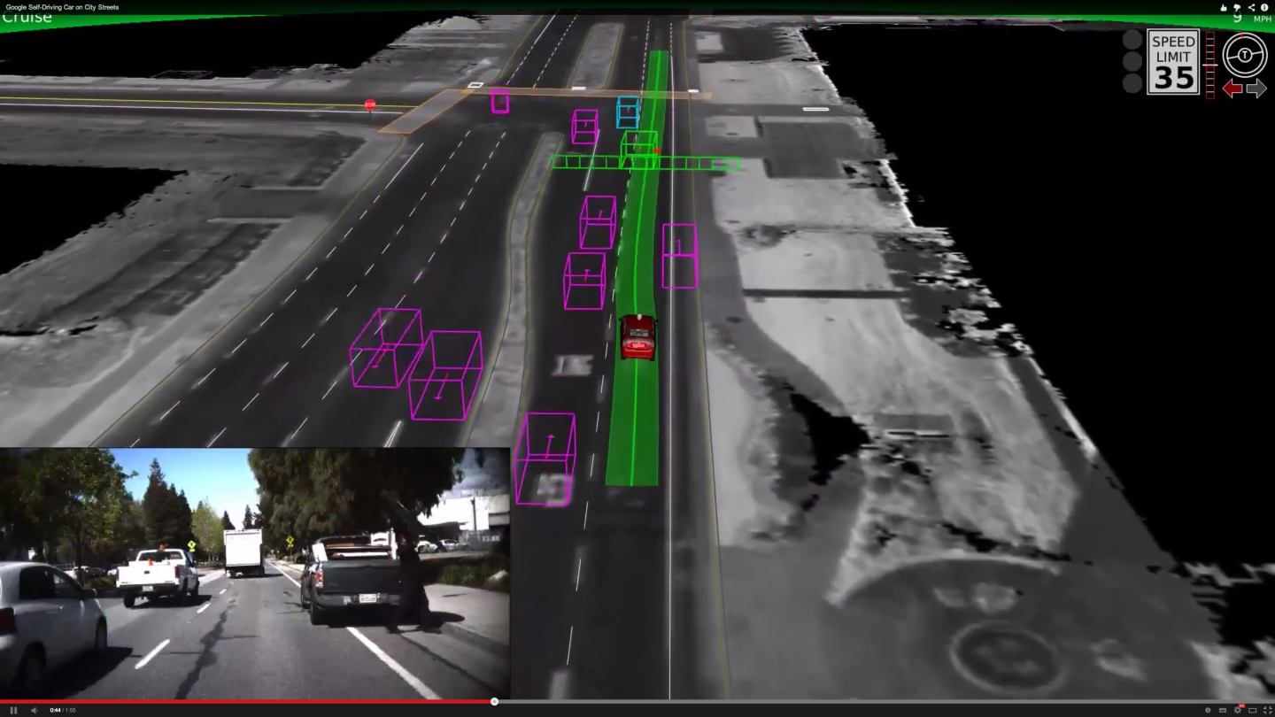 Google's self driving car gives a wide berth to a parked car