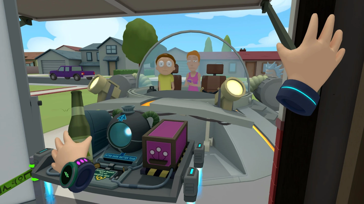 Morty and his sister Summer in Rick's spaceship