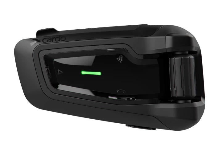 The Cardo Packtalk Black, a special edition motorcycle Bluetooth comms kit rocking 45-mm JBL speakers