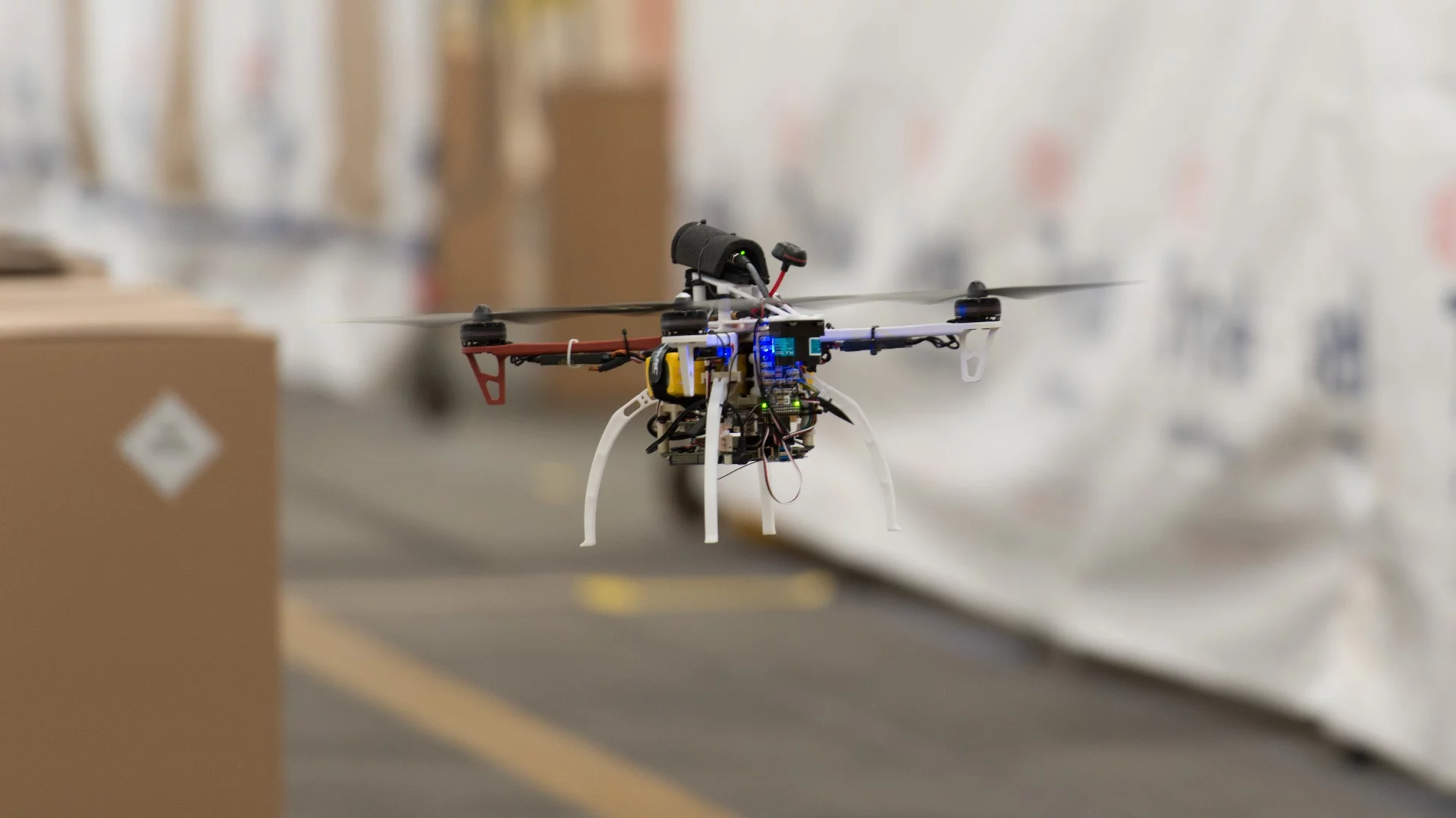 The quadcopter reached speeds of 20 m/s (45 mph)