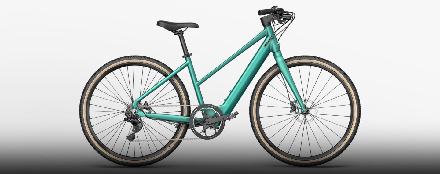 The minimalist C22 city ebike features a mid-step frame that accommodates more rider heights.