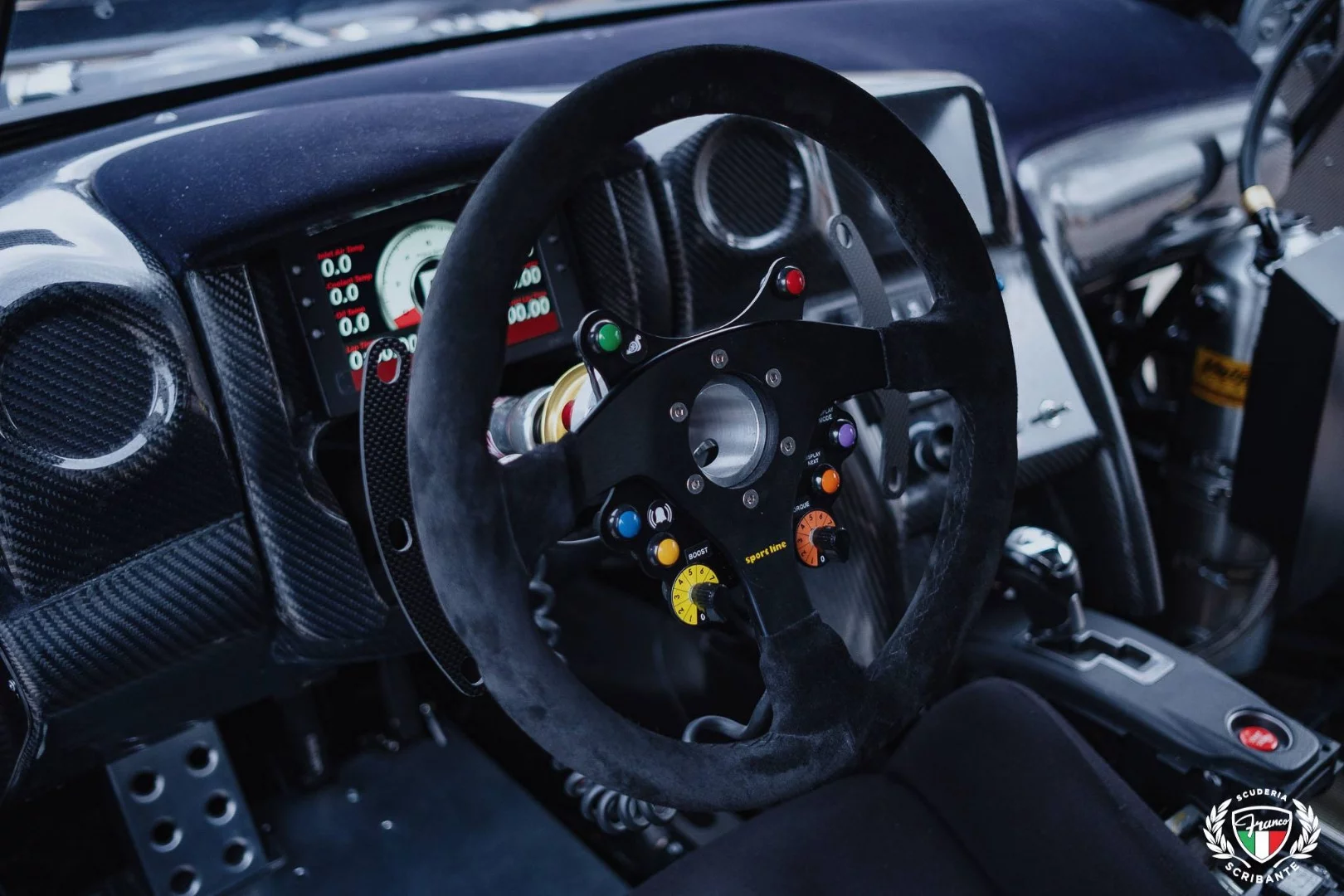 The steering wheel and dash