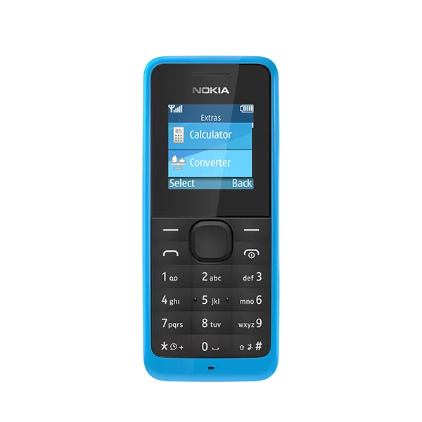 The Nokia 105 is available in cyan or black color schemes and will be released in Q1 of 2013 throughout Europe and Asia