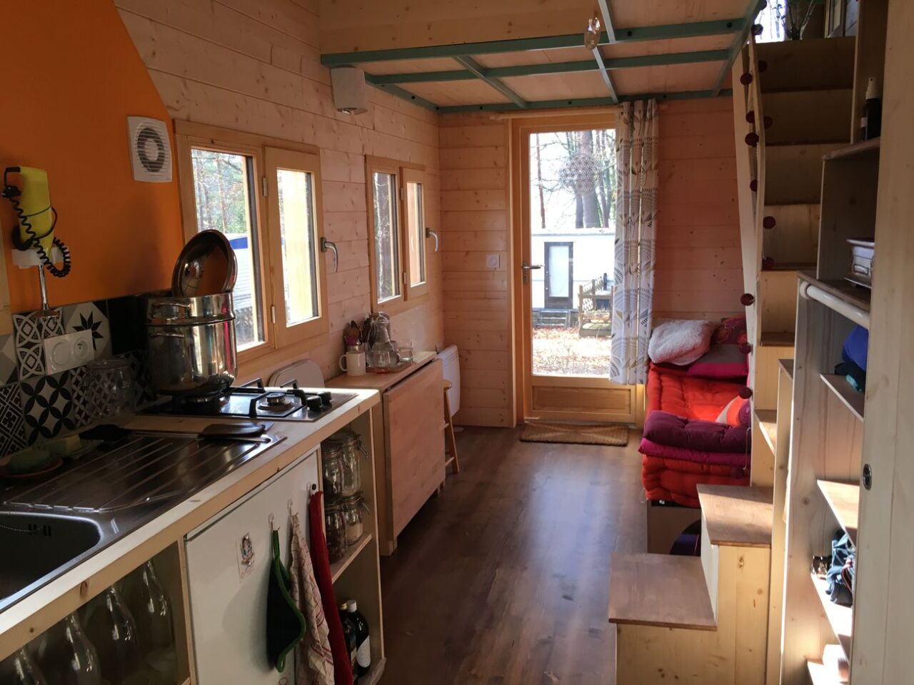 The Sébastien & Géraldine tiny house's interior measures 20.4 sq m (219 sq ft), including bedroom lofts