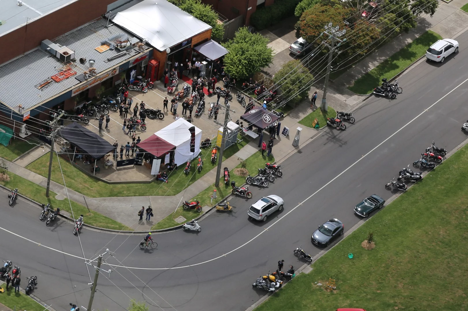 A Melbourne biker destination... Club members and blow-ins around Antique Motorcycles in Moorabbin, Victoria