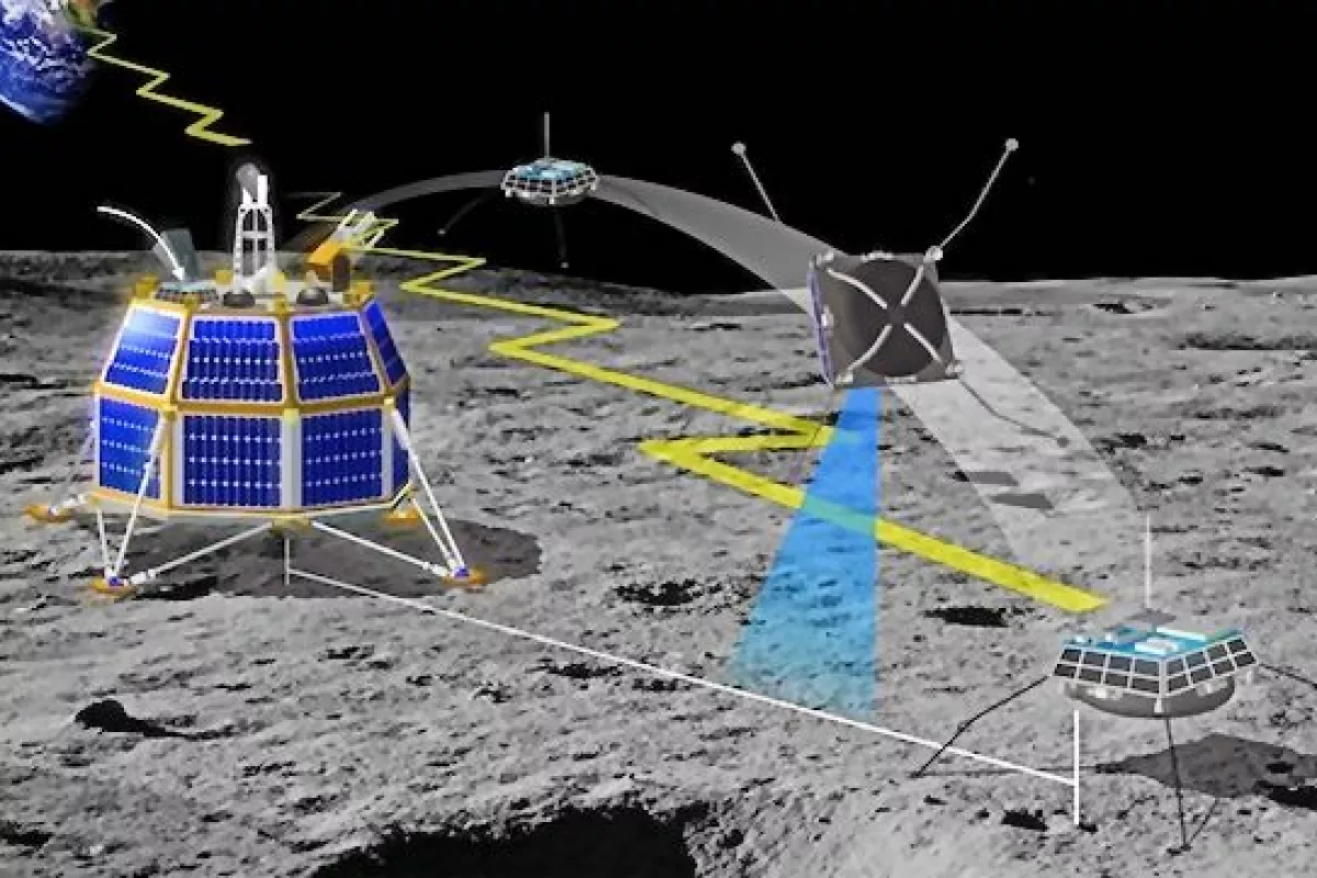 The Moon Express MX-1 lunar lander acts as a hub for activity on the lunar surface, sending forth microhoppers or microrovers to explore (Photo: Moon Express)