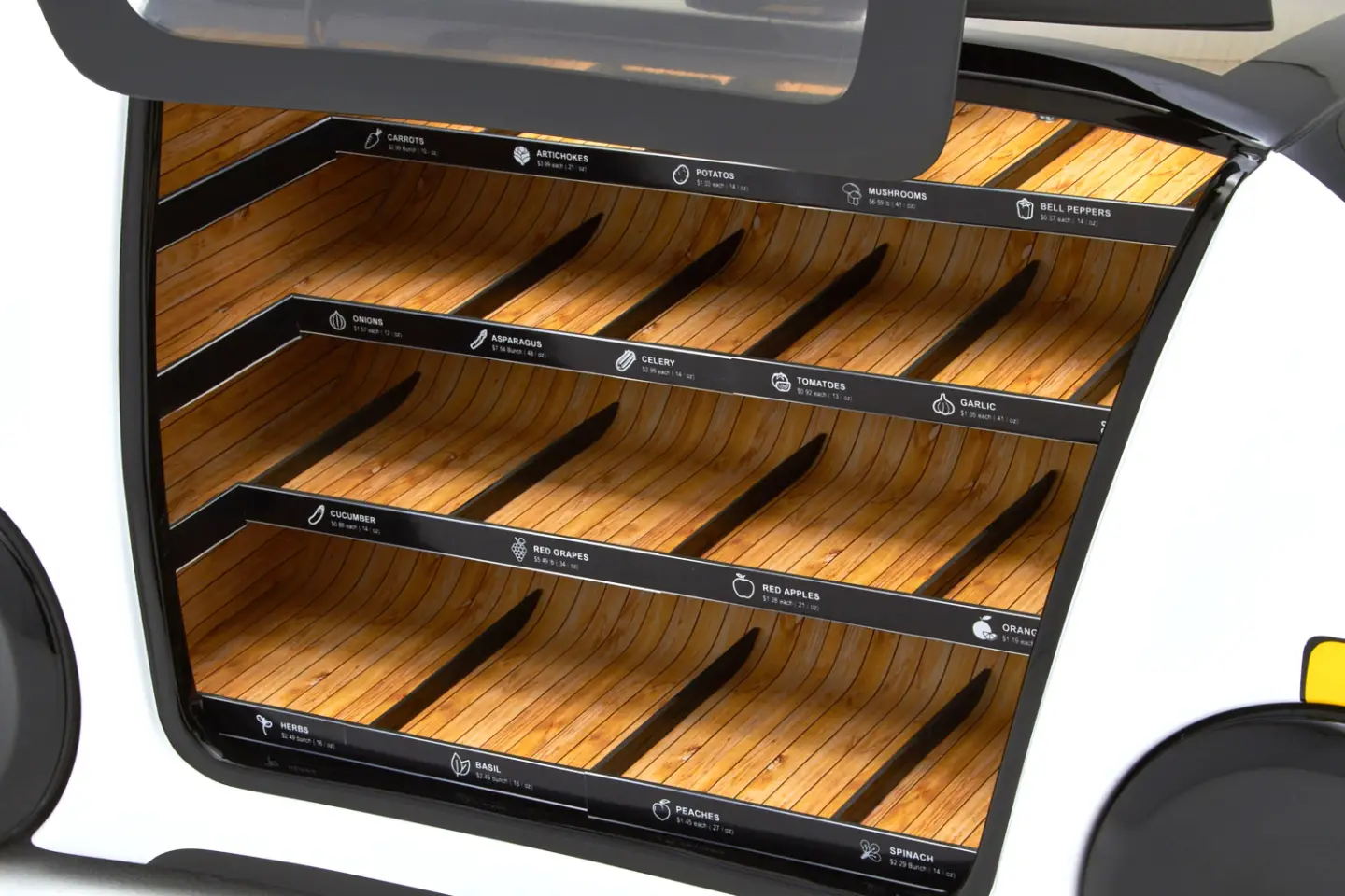 Robomart's software automatically tallies up for produce selected