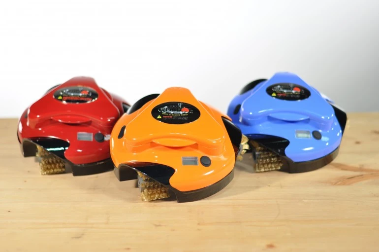 Grillbot takes six D rechargeable batteries and is available in black, blue, orange and red