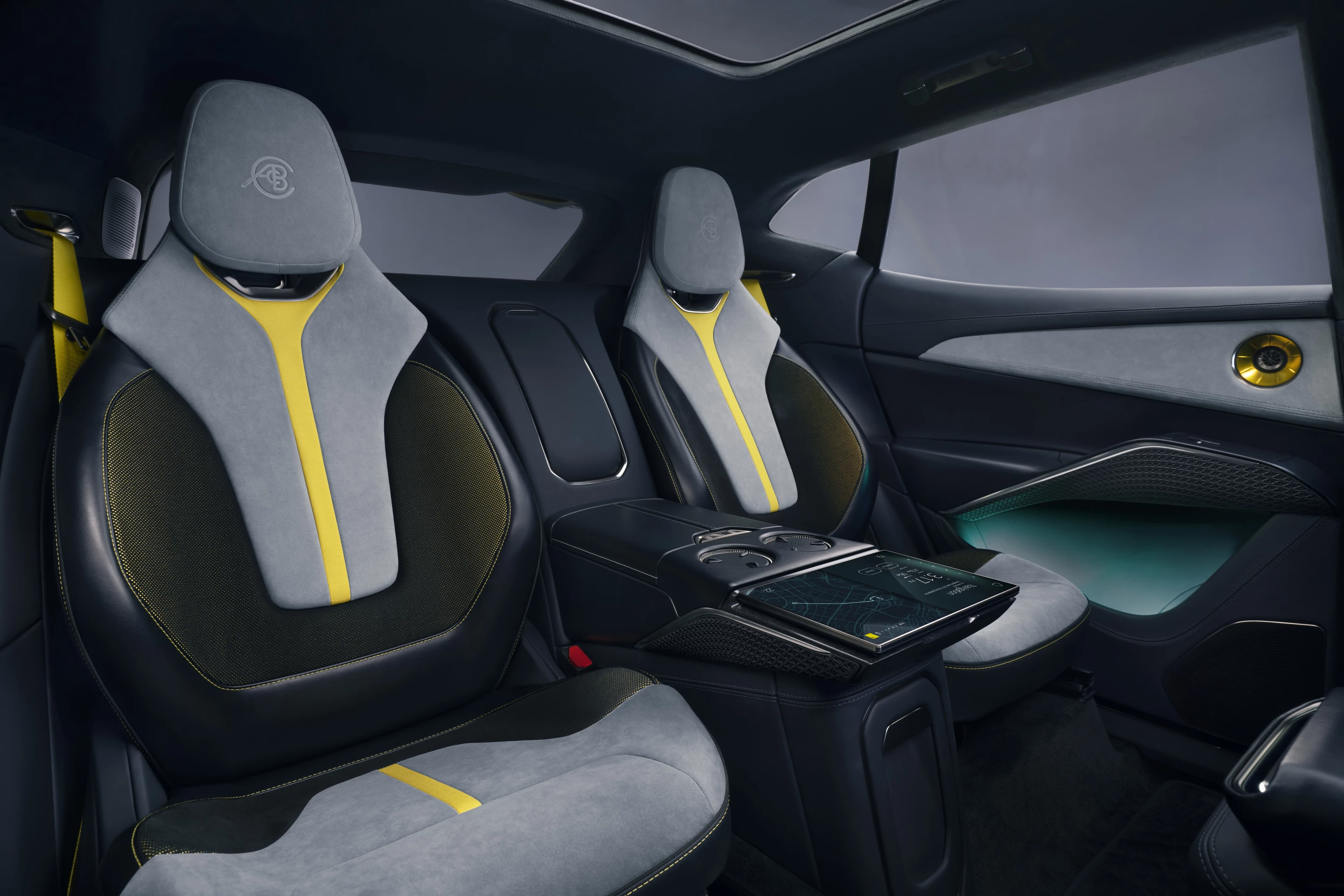 A 9-in infotainment touchscreen in the back