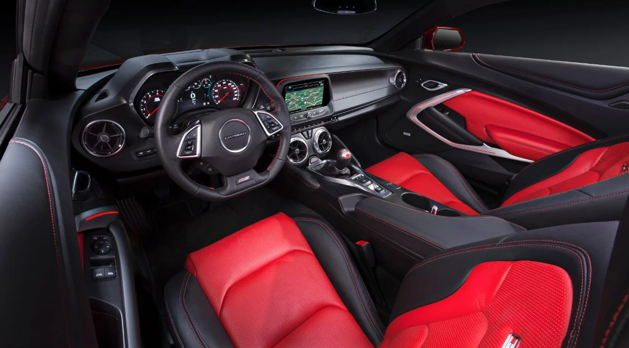 The 2016 Camaro has a relatively open cabin feel thanks to its (mostly for show) rear seats and simple dashboard design