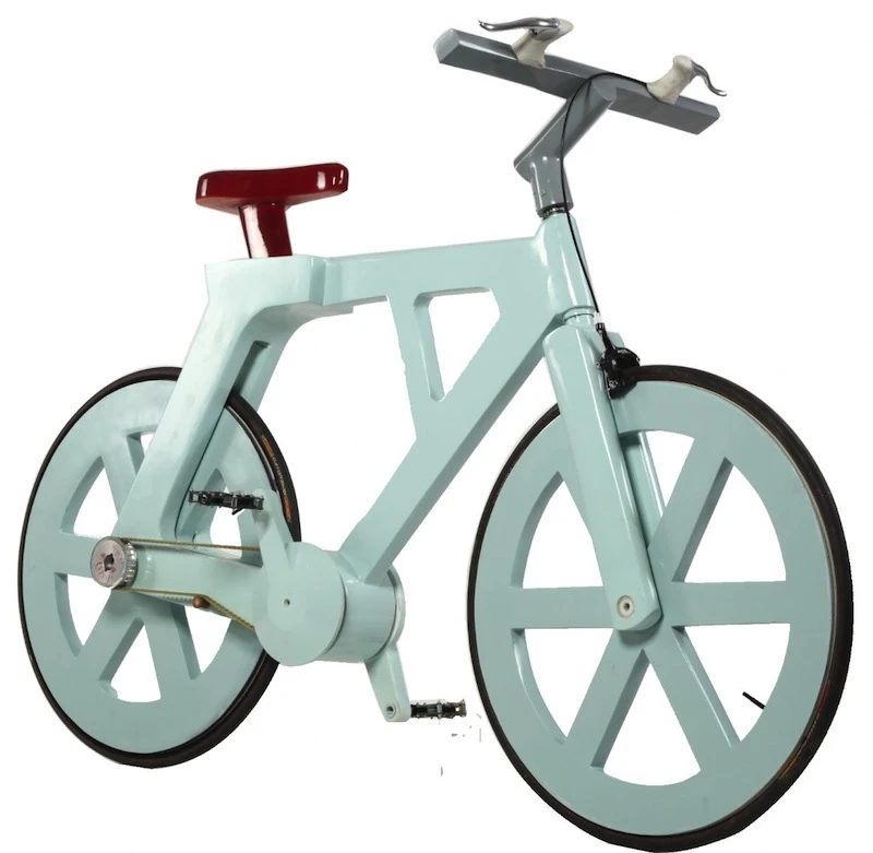 The cardboard bike can support a rider who weighs up to 220 kilograms (485 pounds), and it won't fall apart in the rain