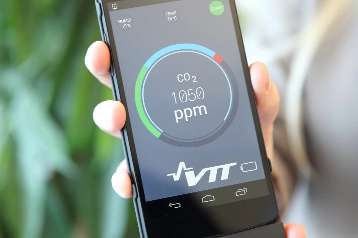 The prototype sensor, attached to a phone