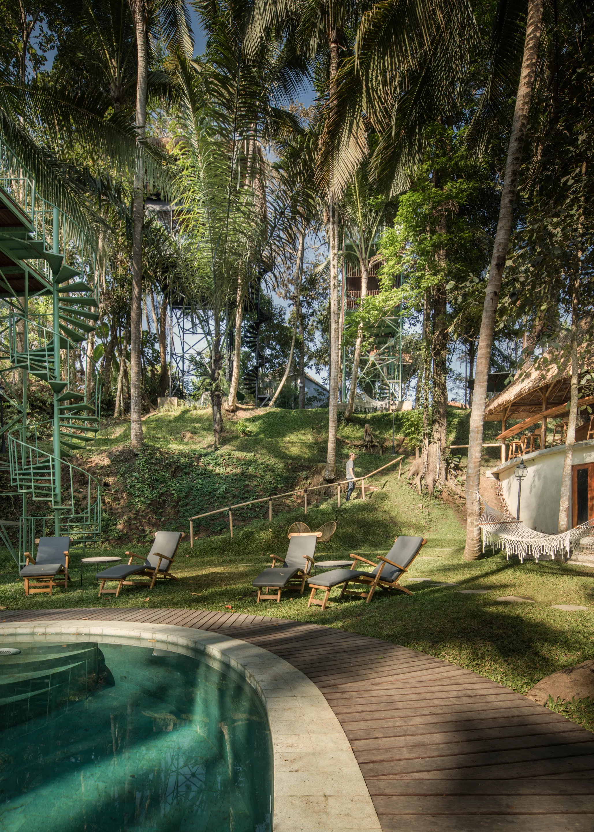 Guests can relax by the secluded pool