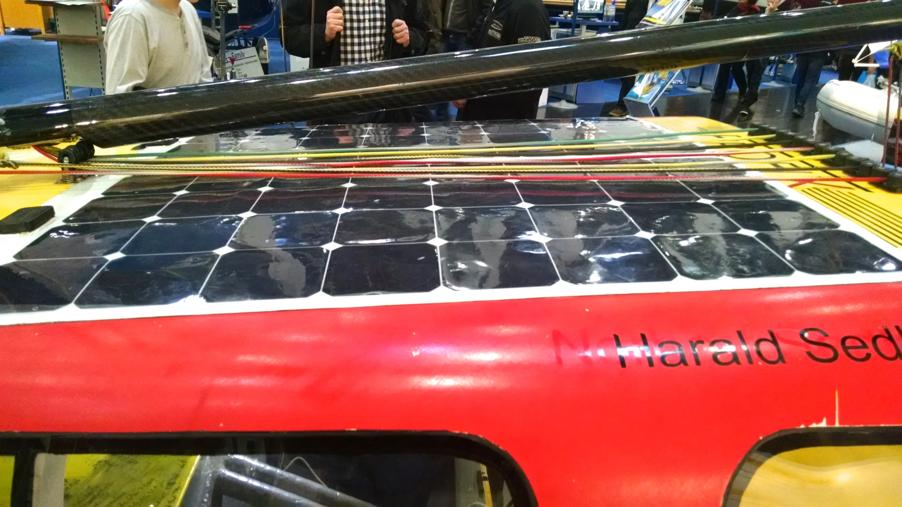 The solar panel helps keep the 55Ah motor battery charged (Photo: C.C. Weiss/Gizmag.com)