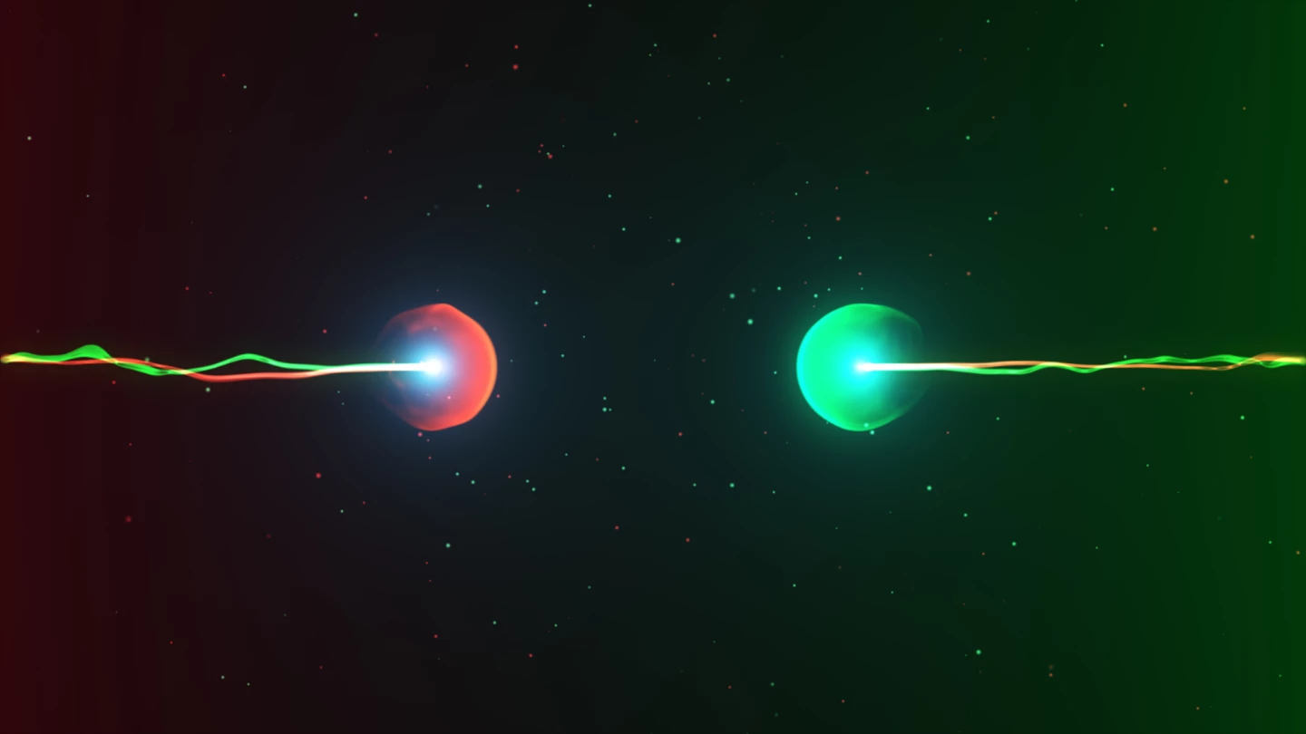 Two particles ready to collide with one another