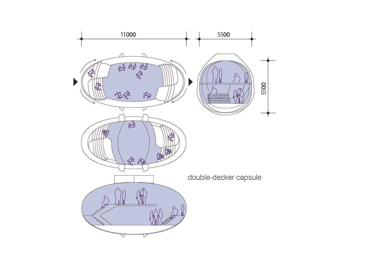 The fact that at least some of the capsules are intended to be double-decker hints at an ambitious scale (Image: UNStudio)