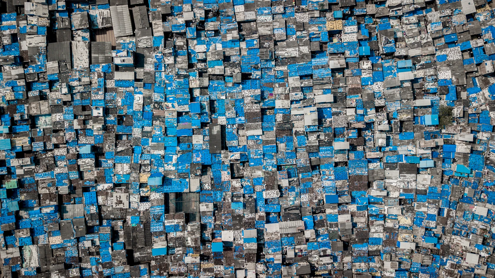 Very tightly packed homes make up this slum in Mumbai, India