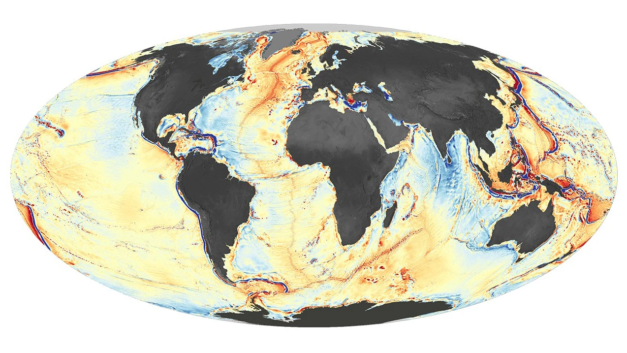 The map derived from gravimetric readings is already producing new insights into the ocean floor
