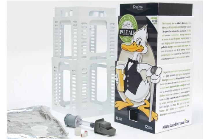 Kegless - almost a dozen single-serve bottles in an easy-to-dispense box