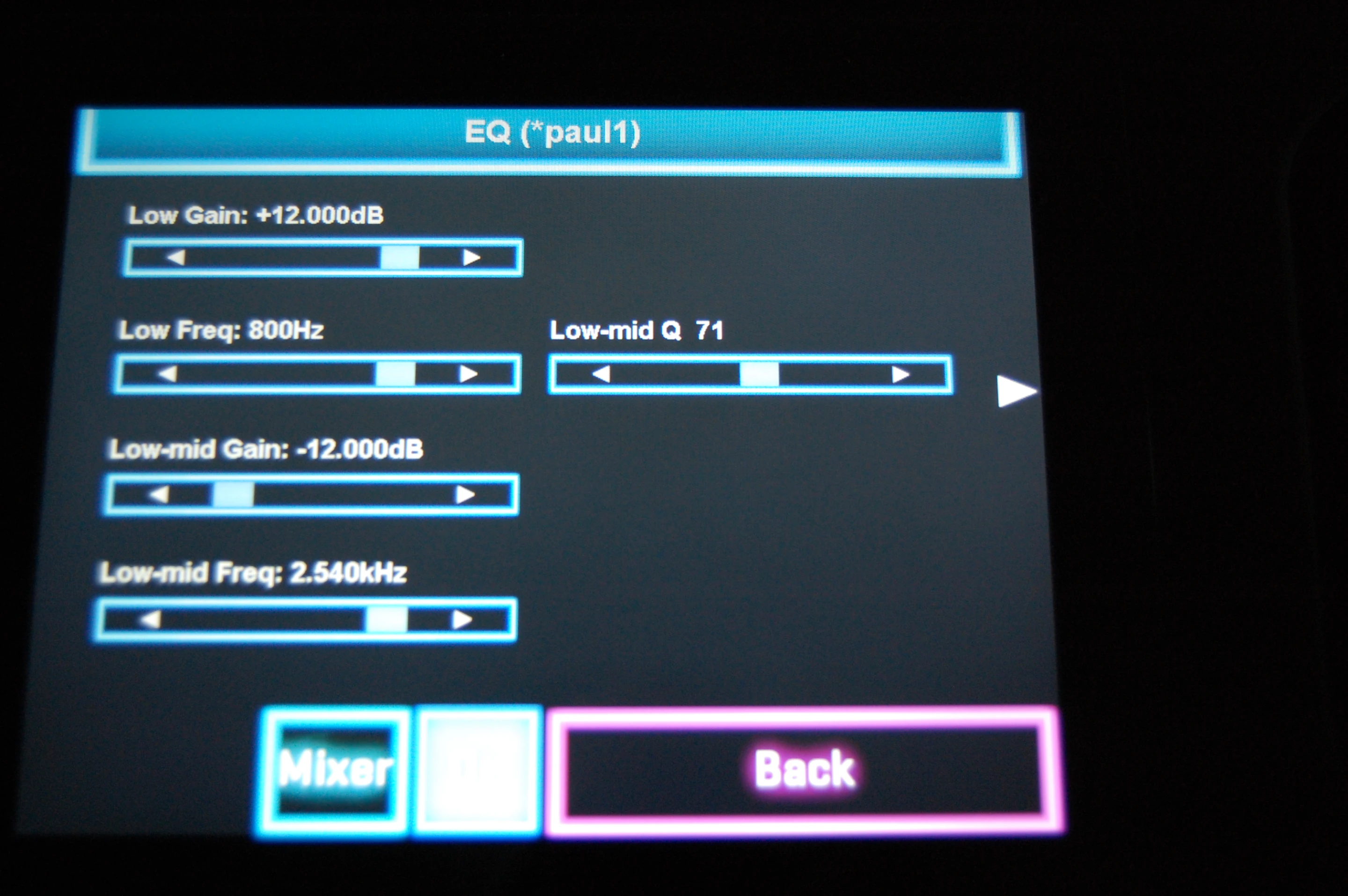 Numerous sound parameters are available for tweaking