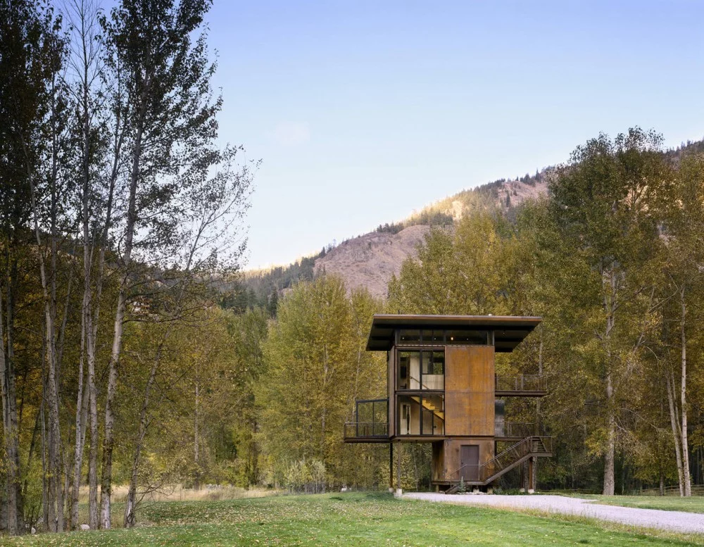The Delta Shelter with its protective shutters open(Photo: Benjamin Benschneider)