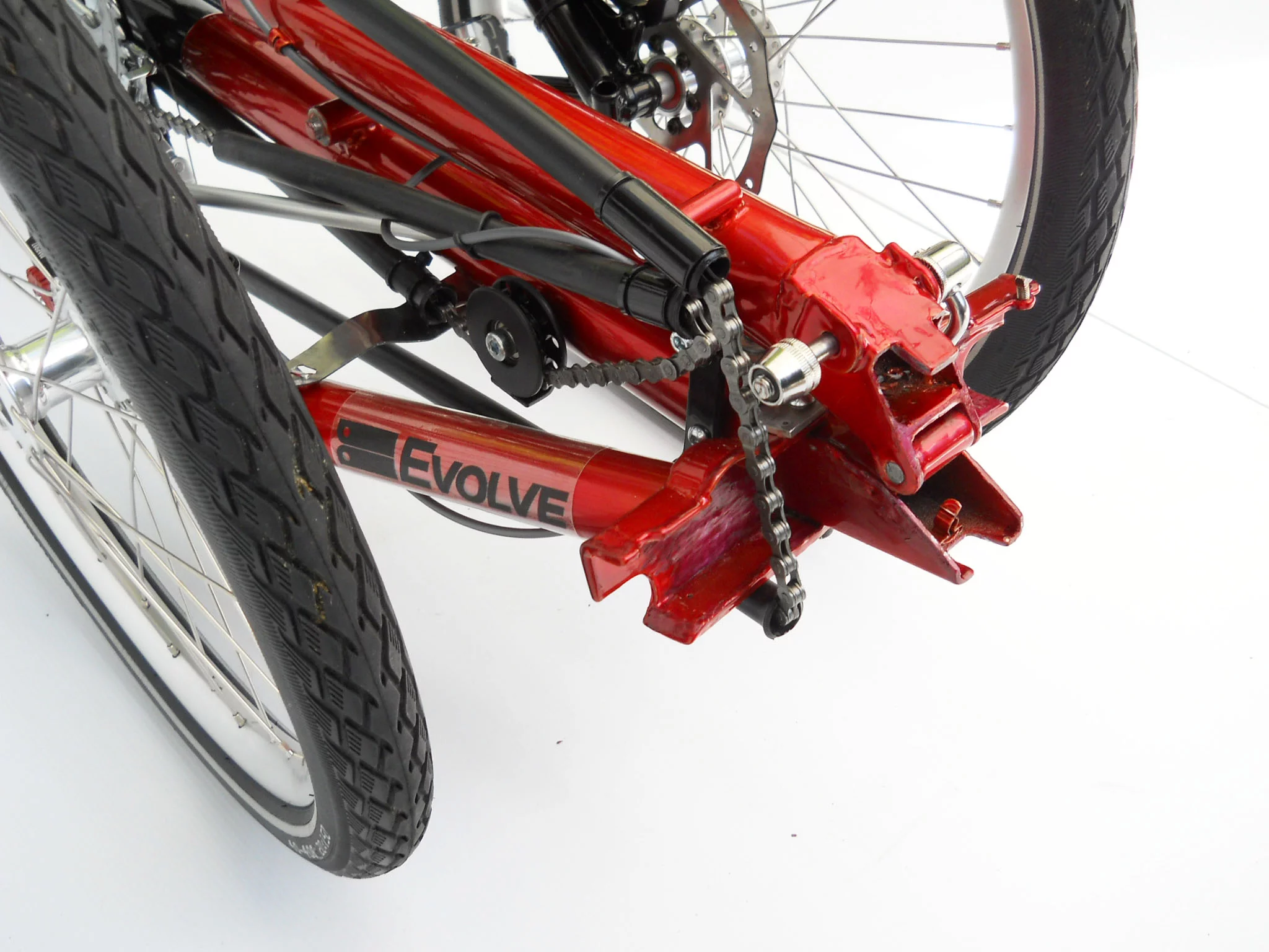 Part of the Evolve trike's folding system