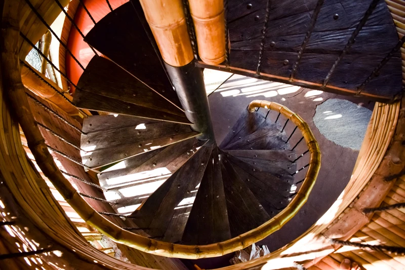 Winding staircase inside the River Bend house